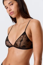 Black - Lace Triangle Soft Bra - 1
