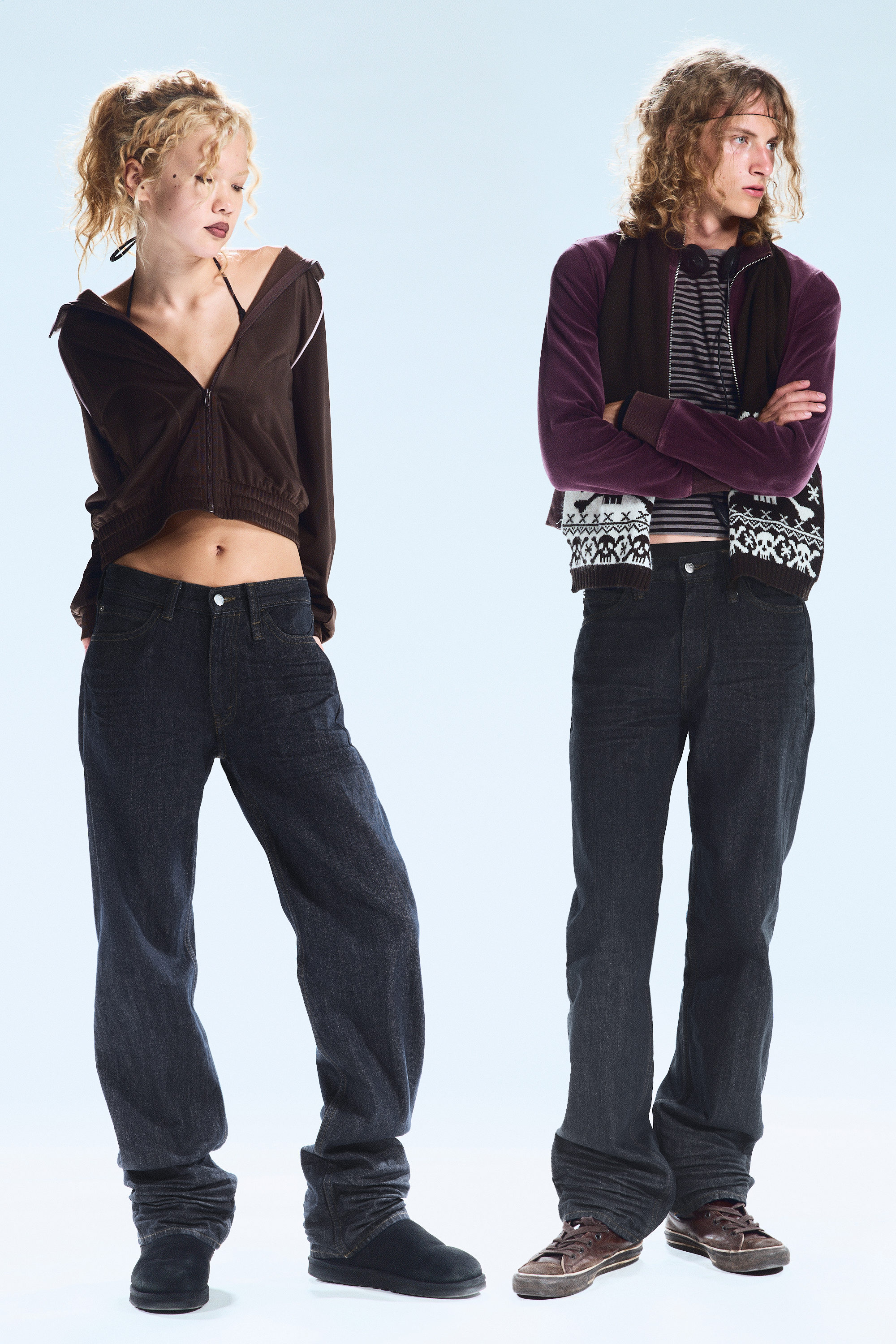 Extra Blue Rinse - Anti Unisex Low Waist Regular Straight Jeans - 2