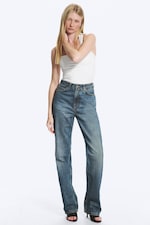 Iron Blue - Mittelblau - Rowe Super High Waisted Regular Straight Jeans - 0