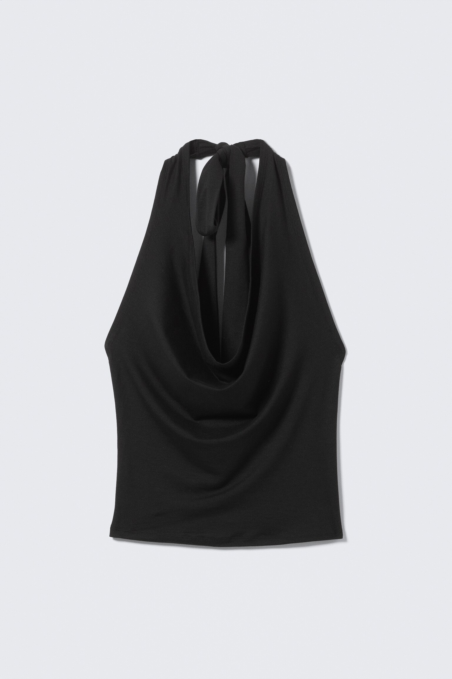 Draperad halterneck-topp - Svart/Mörk mullvad - 2