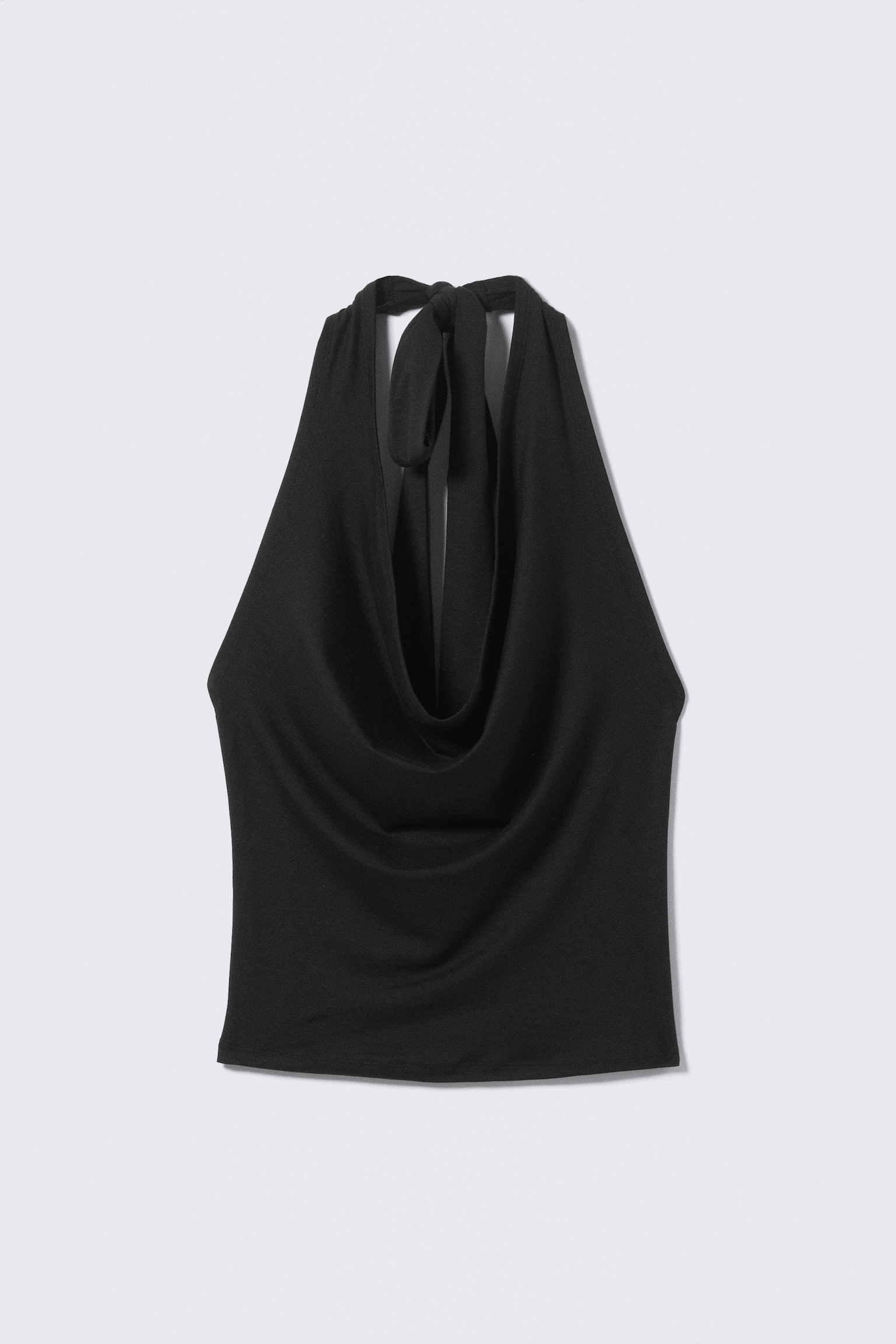 Waterfall Drape Halter Top - Black/Dark Mole - 2