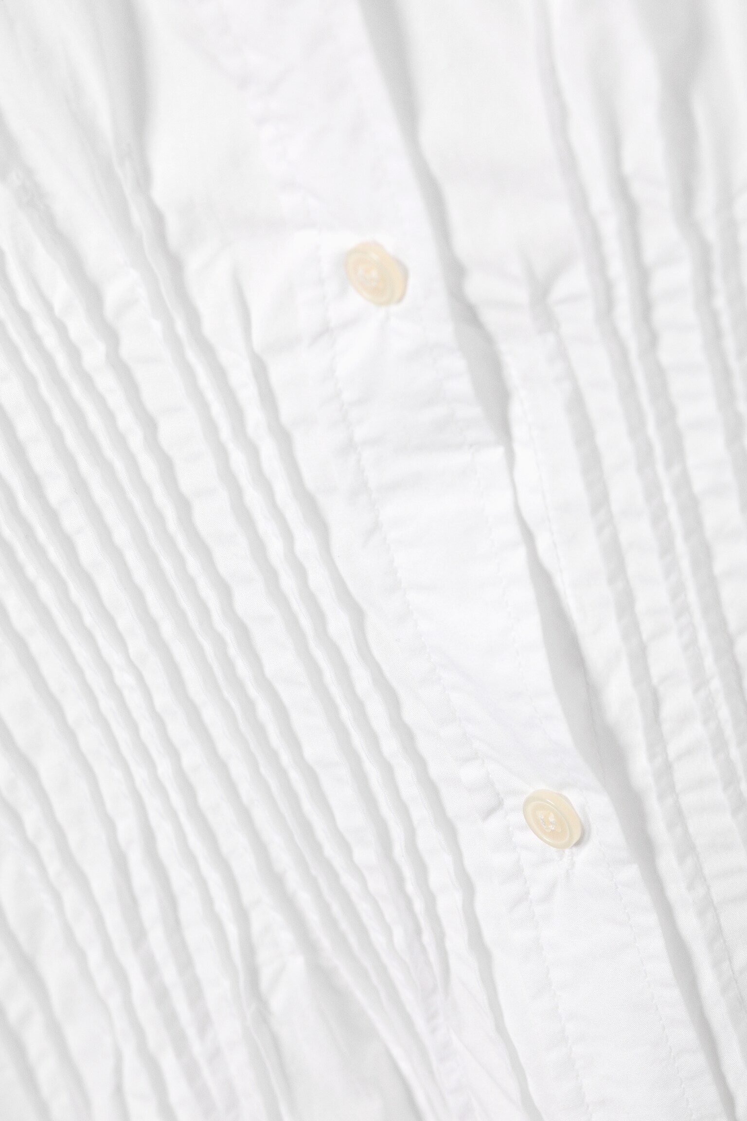 Skjorta i bomullspoplin med rynkad midja - Vit - 6
