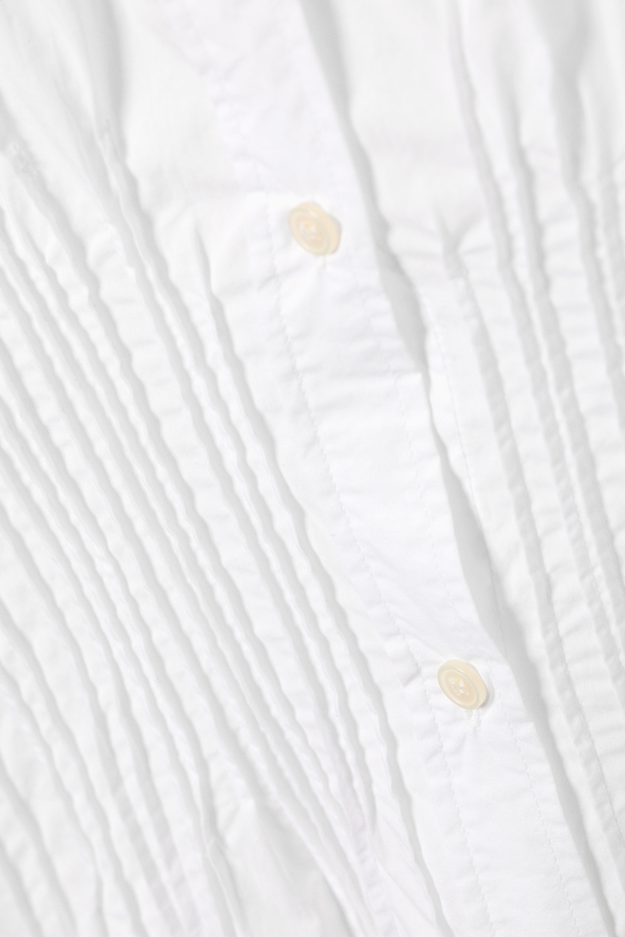 White - Gathered Waist Cotton Poplin Shirt - 5