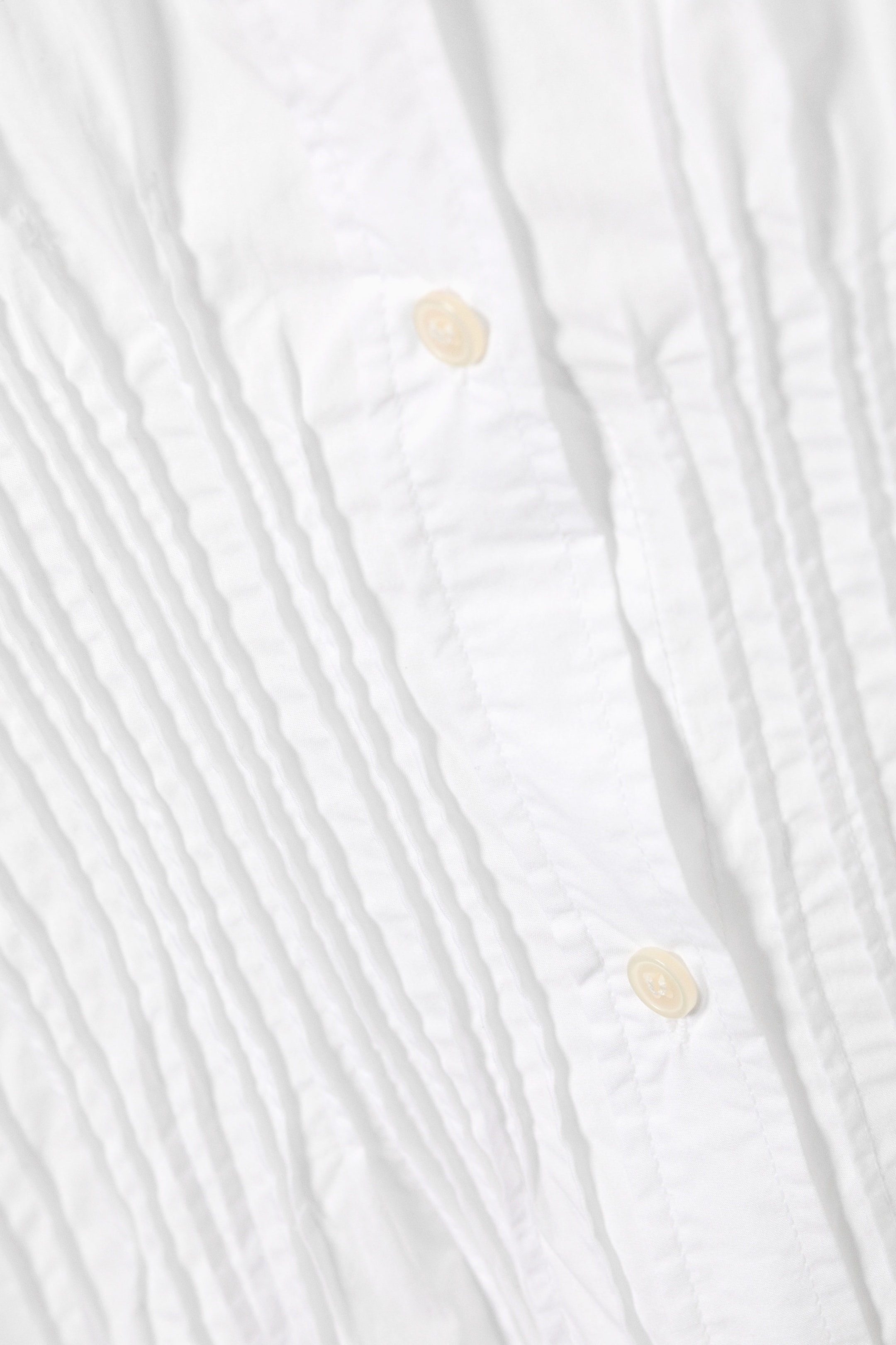 White - Gathered Waist Cotton Poplin Shirt - 5