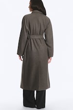 Taupe foncé chiné - Manteau oversize croisé en laine mélangée Kia - 4