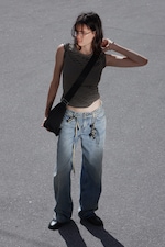 Blue Stream - Mittelblau - Ample Low Waist Loose Wide Leg Jeans - 0