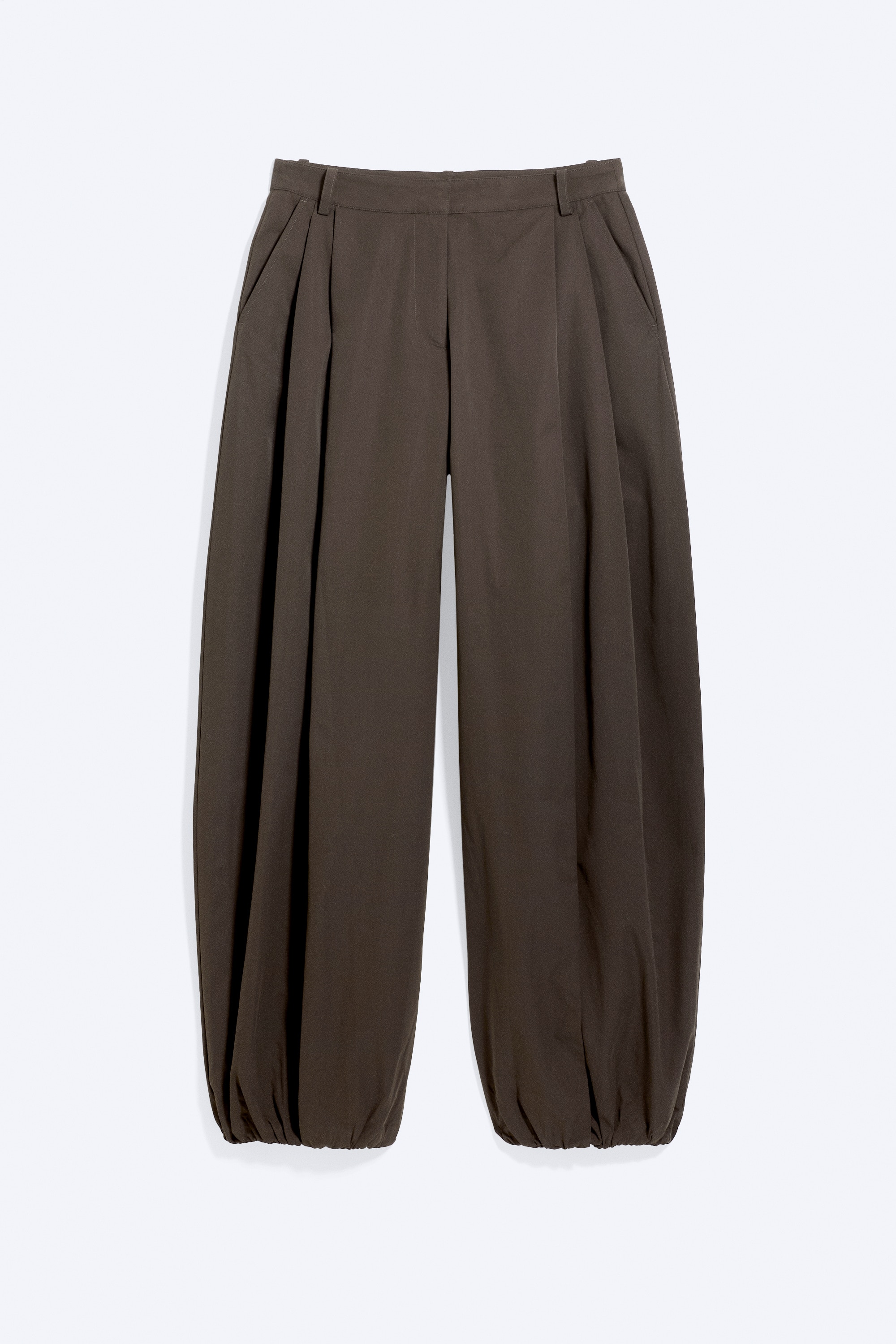 Pantalón de tiro bajo y pernera abombada - Marrón oscuro/Marrón claro