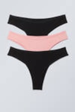 Black & Light Pink - 3-pack Inez Brazilian Cotton Briefs - 1