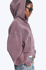 Washed Purple - Sweat à capuche court et carré zippé - 2
