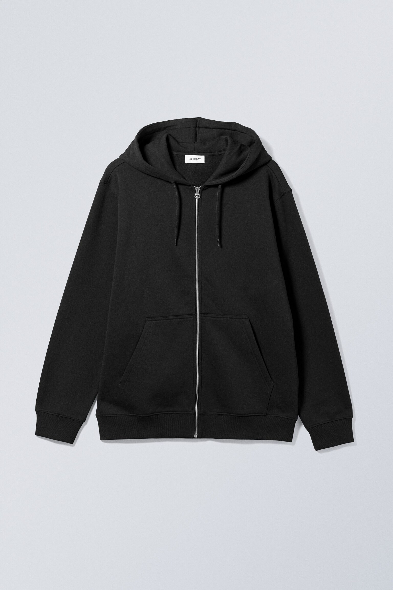 Sudadera con capucha y cremallera de grosor medio - Negro