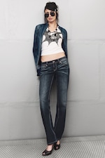 Vintage Slub - Dark Blue - RIOT LOW RISE SLIM FIT BOOTCUT JEANS - 0