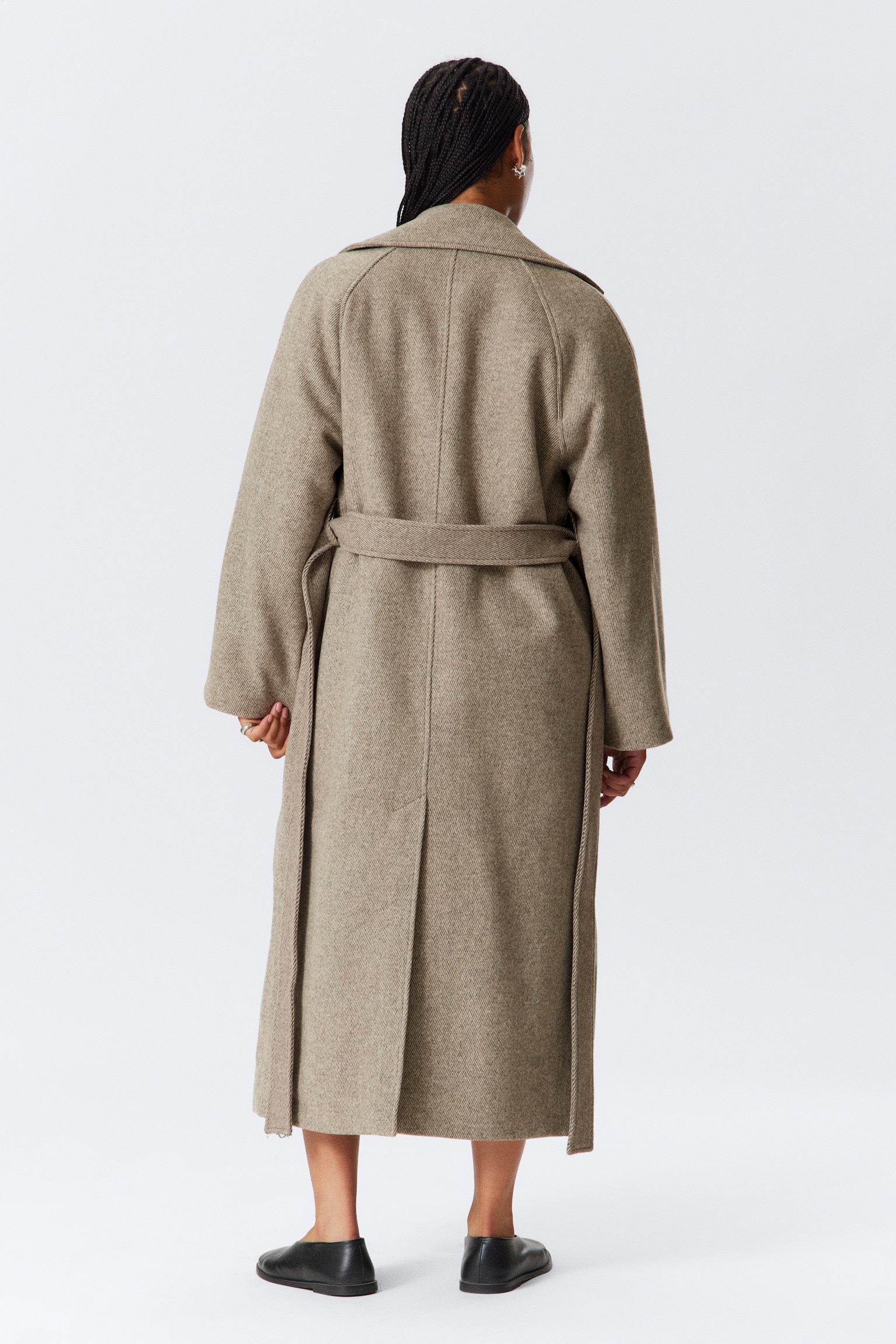 Kia Oversized Wool-Blend Double-Breasted Coat - Light Beige/Dark Grey Melange/Black - 6