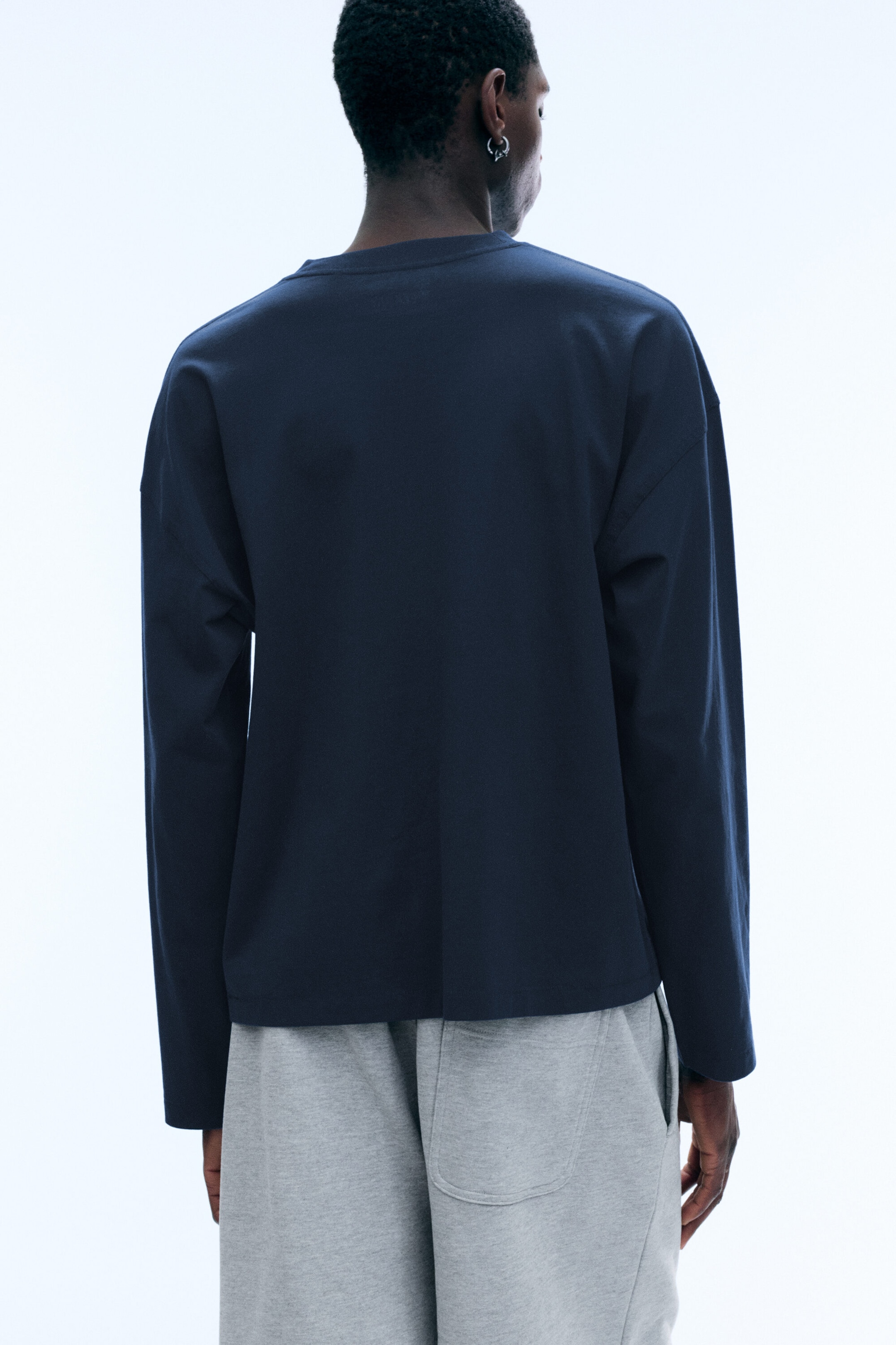 Dark Blue - Oversized long-sleeved boxy - 2