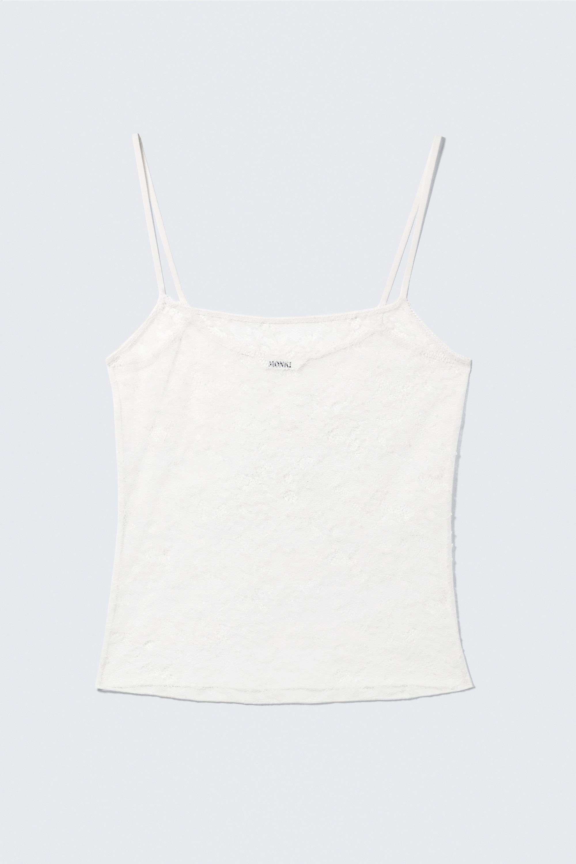 Krajkový pyžamový top s úzkými ramínky - Bílá