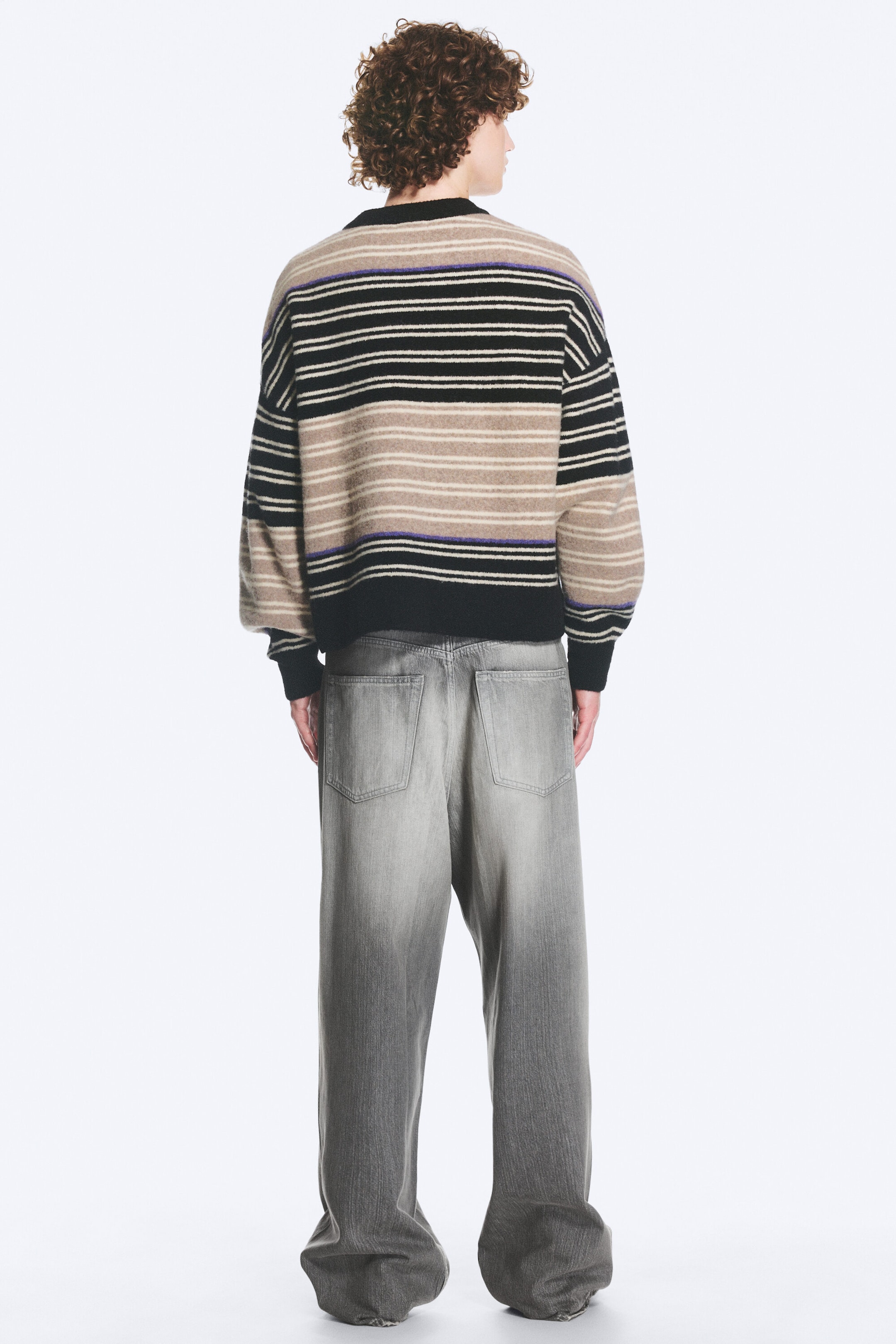 Svart/Beige randig - Avslappnad jumper i ullblandning - 3