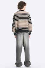Svart/Beige randig - Avslappnad jumper i ullblandning - 3