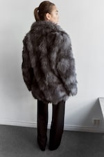Dark Grey - Relaxed faux fur jacket - 3