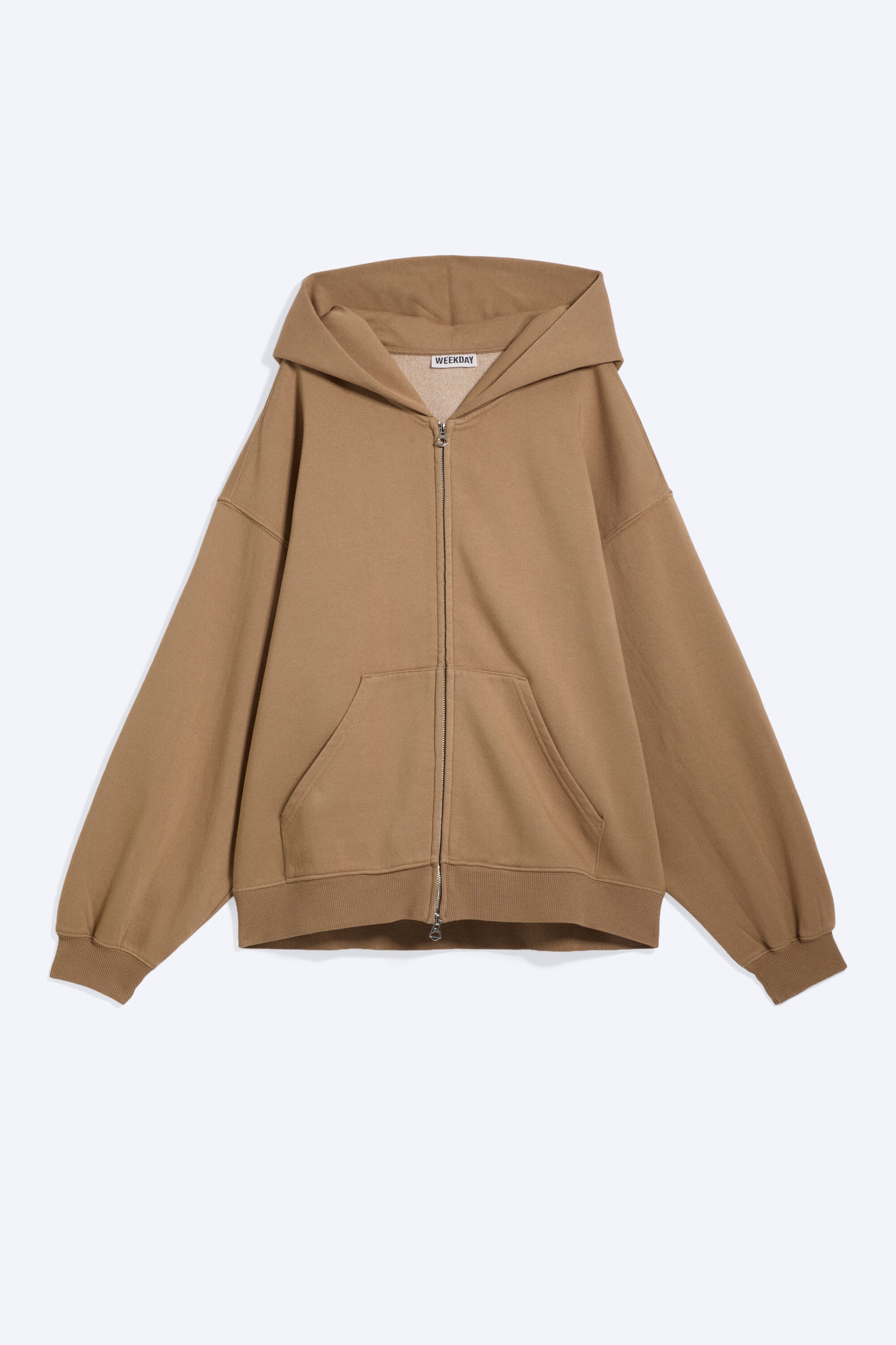 Mörkbeige - Oversized kraftig hoodie med dragkedja - 3