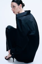 Off-black - Cross-buttoned Expand Shirt - 4