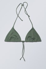 Sage Green - Drawstring Halter Bikini Top - 0