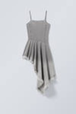 Diesiges Grau - Kurzes asymmetrisches Denim-Kleid - 0