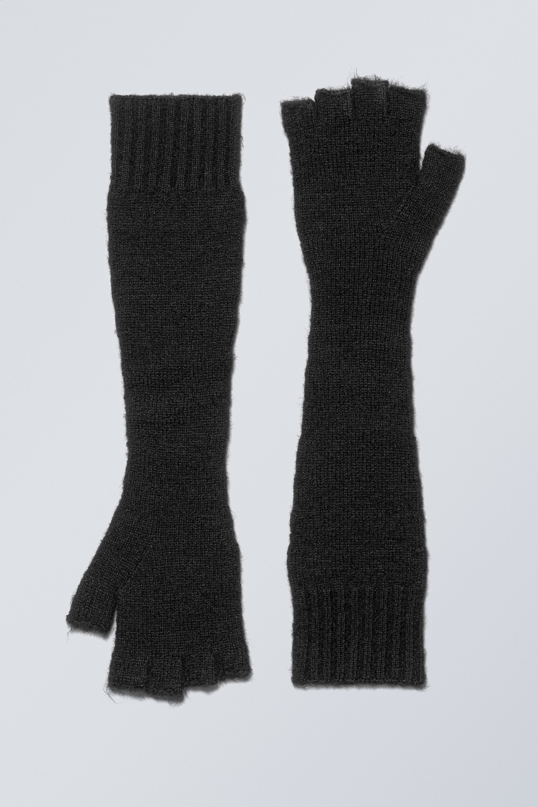 Black - Long Knitted Gloves - 0