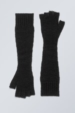 Black - Long Knitted Gloves - 0