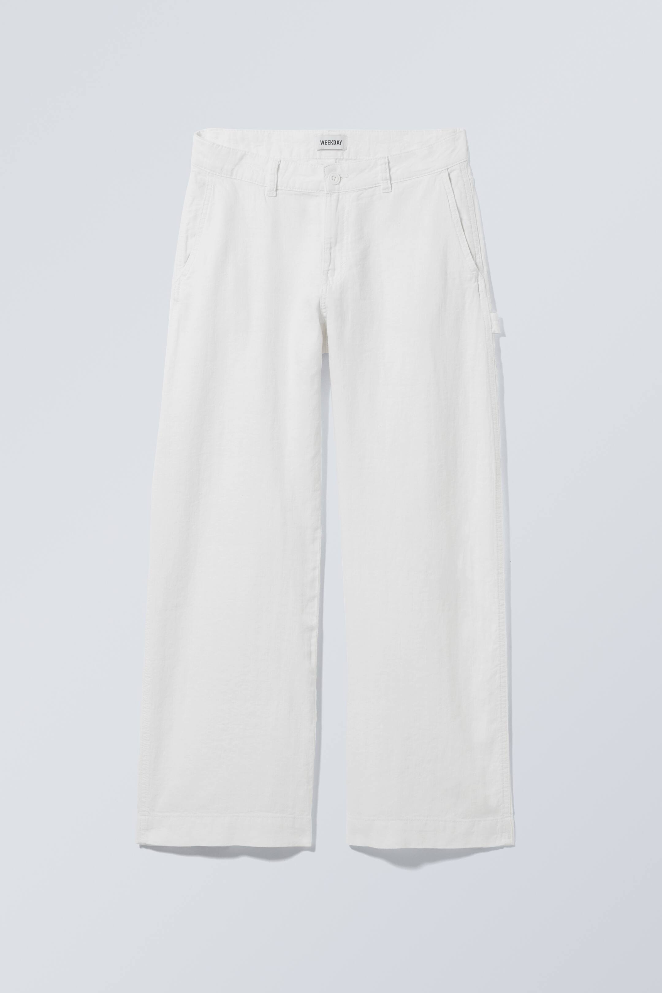 Vis større bilde: Snekkerbukse i linblanding med løs passform - Hvit - Ladies | H&M NO 1