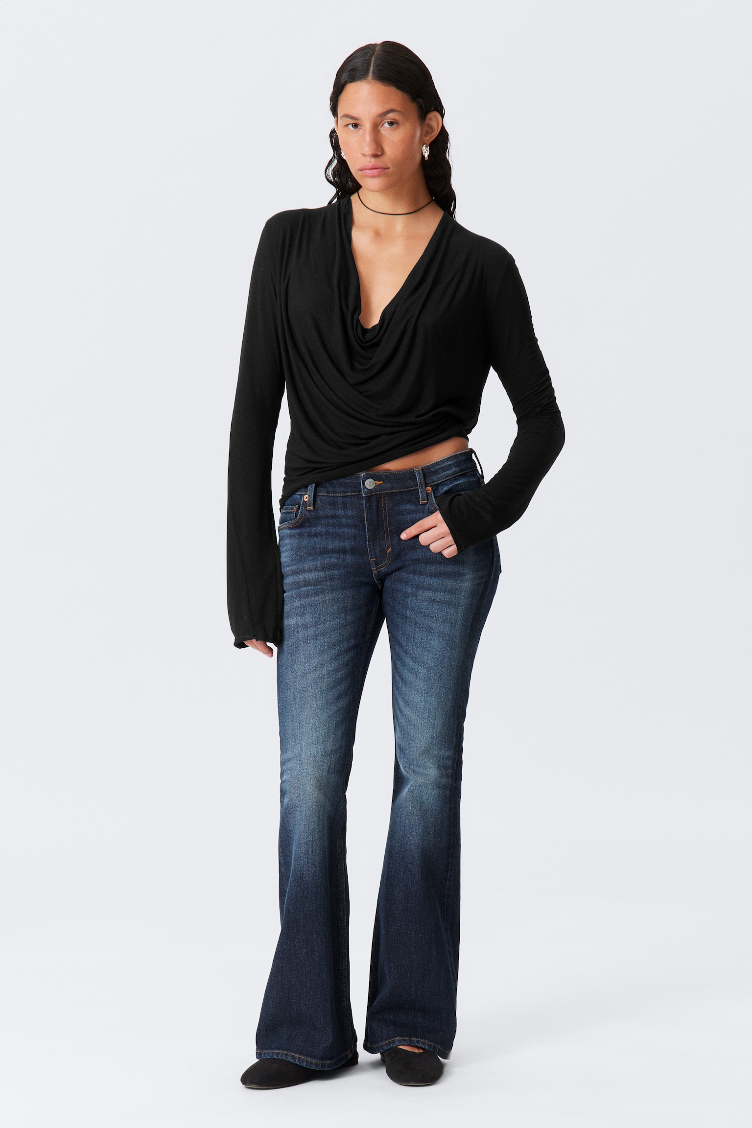 Flame Low Waist Slim Flared Leg Jeans - Vein Blue - Dunkelblau/Black Rinse - Schwarz/Snow Blue - Hellblau