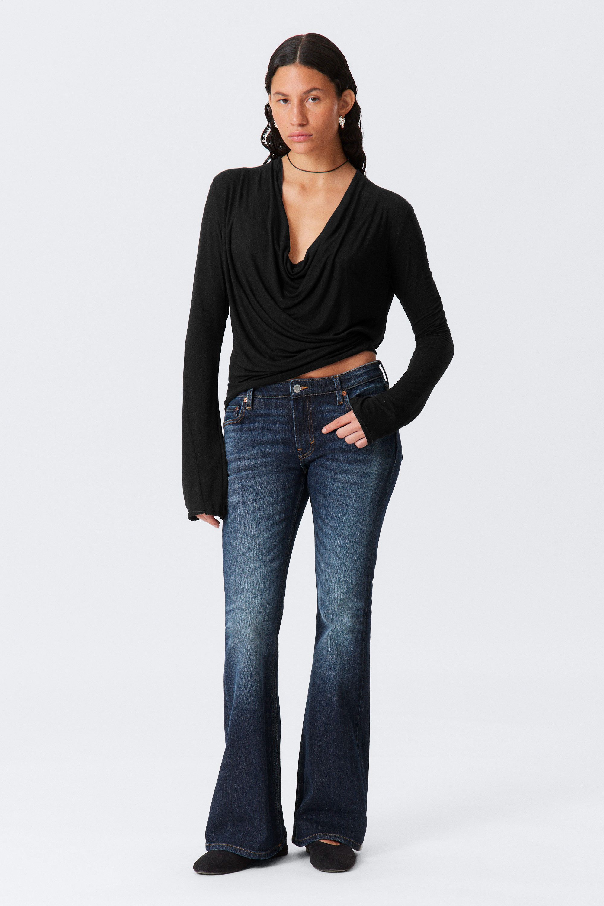 #4C5164 - Flame Low Rise Slim Flared Leg Jeans - 2