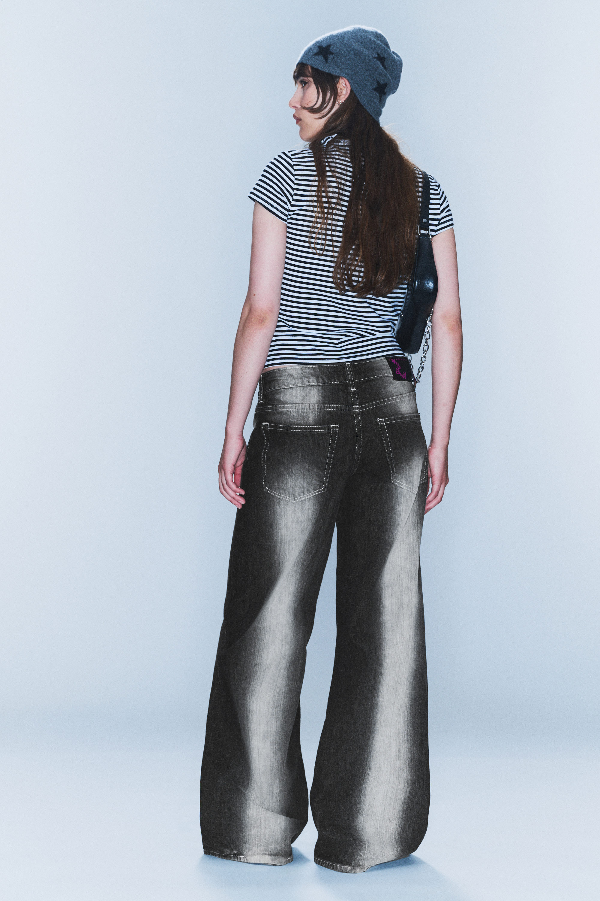 Dark Grey - Poser Regular Waist Loose Wide Jeans - 3