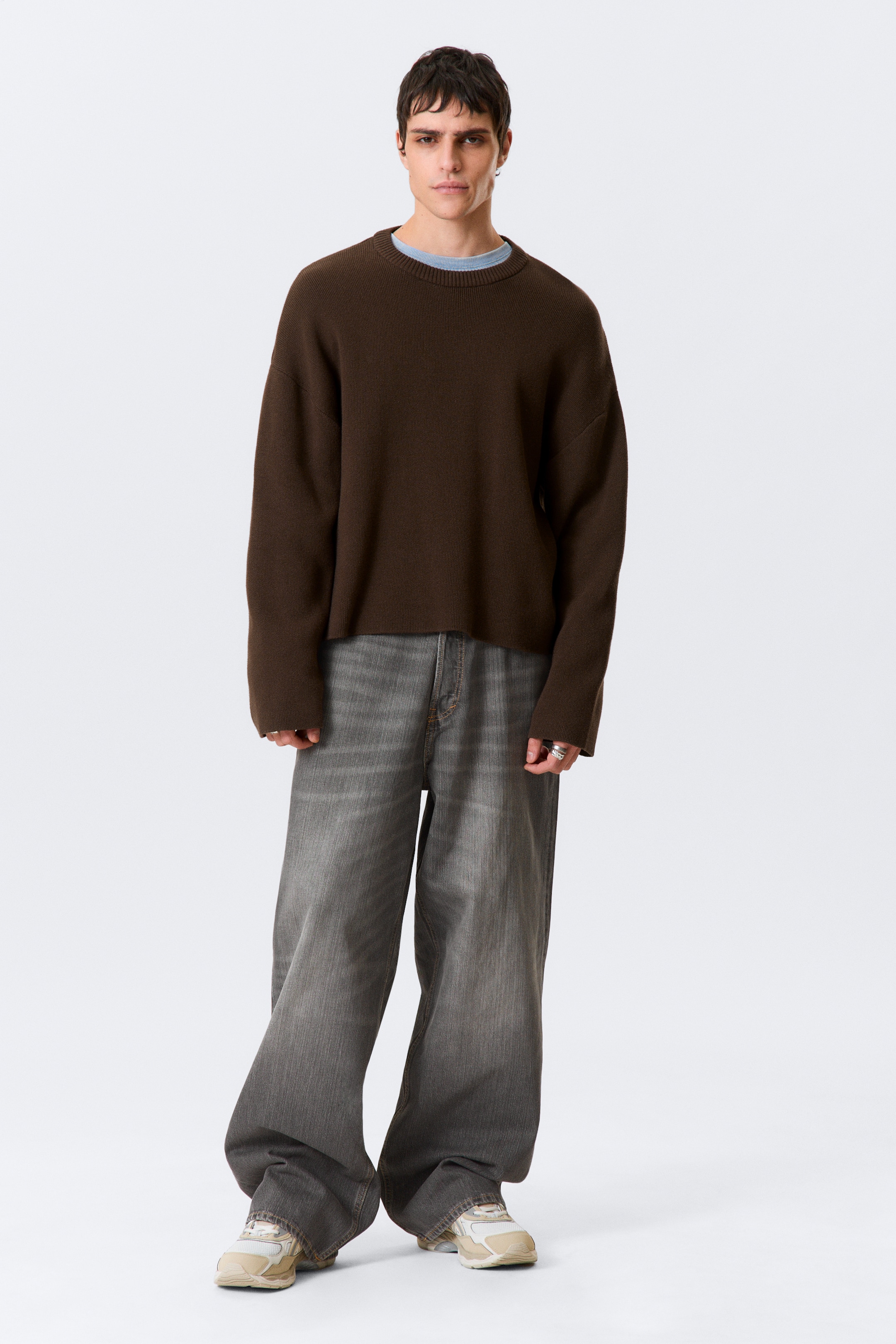 Agrandir l'image: Pull fin carré maille de coton - Marron foncé - HOMME | H&M CH 2