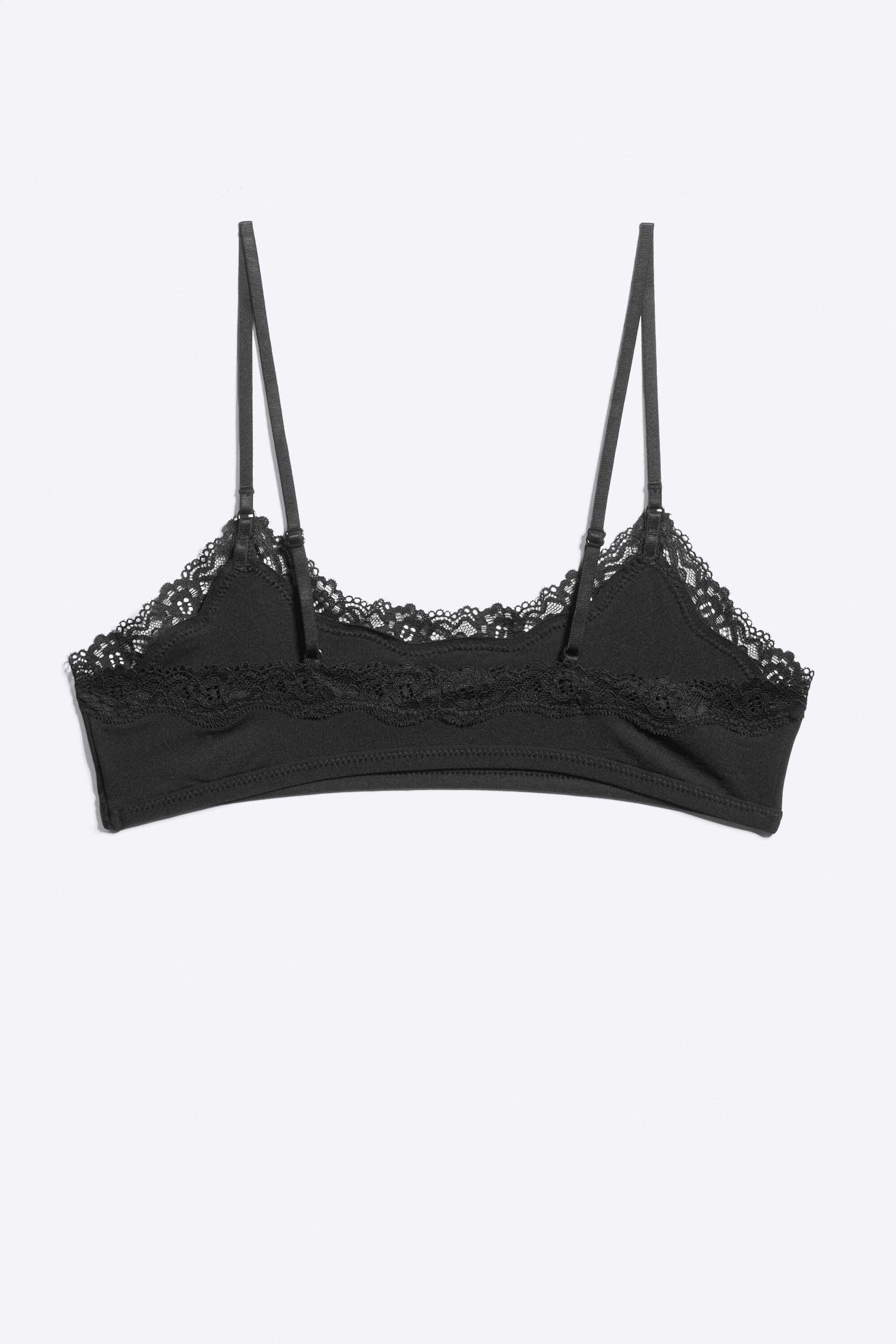 Black - Scooped Soft Lace Bra - 3