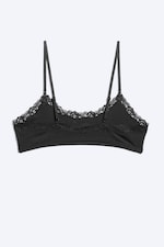 Black - Scooped Soft Lace Bra - 3