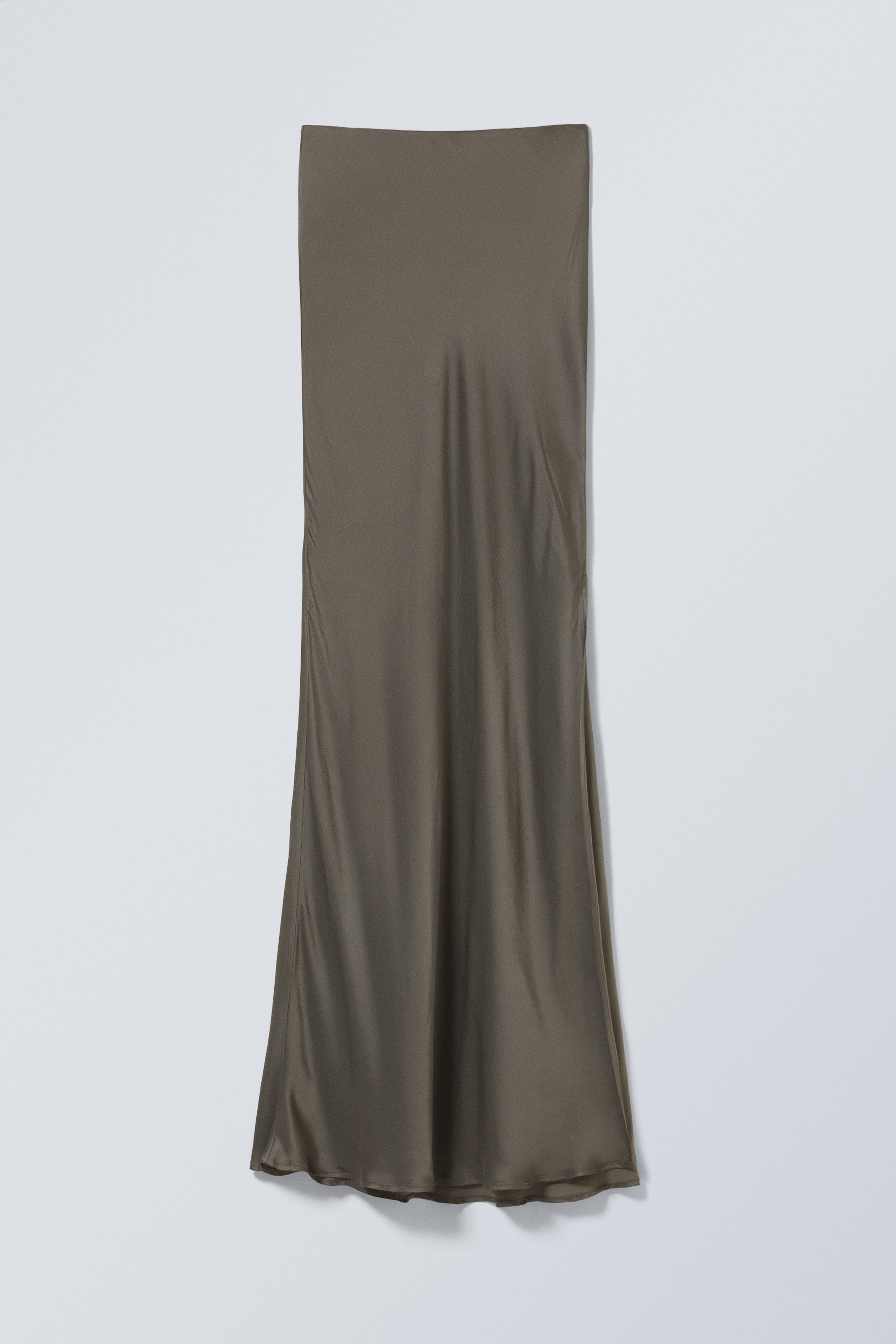 Visualizza immagine più grande: Maxi gonna in raso tagliata in sbieco, vita bassa - Grigio taupe scuro - DONNA | H&M IT 1