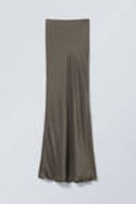Dark Mole - Low Rise Bias-Cut Satin Maxi Skirt - 3