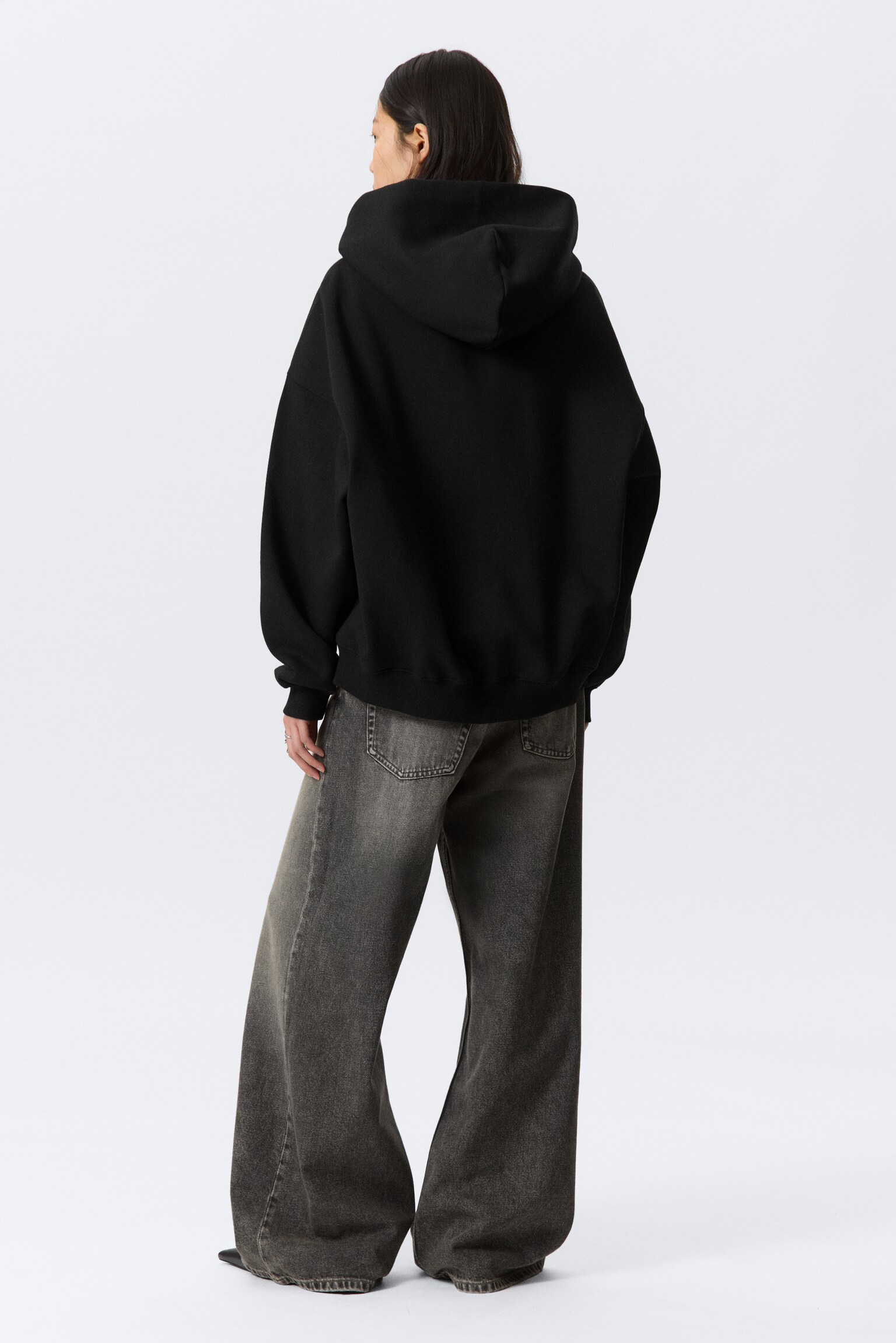 Oversized kraftig hoodie med dragkedja - Svart/Gråmelerad/Marinblå - 3