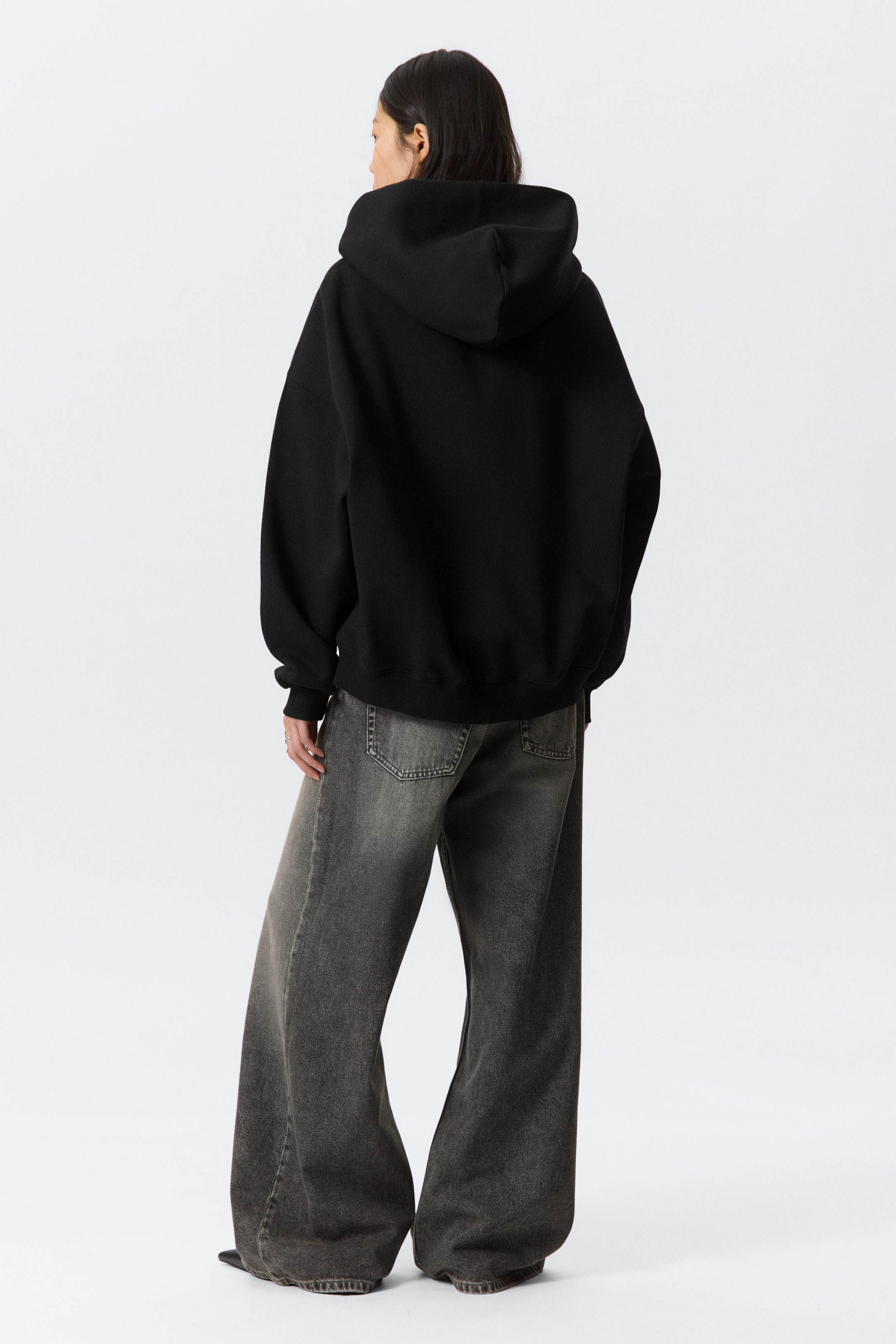 Black - Oversized Heavyweight Zip Hoodie - 3