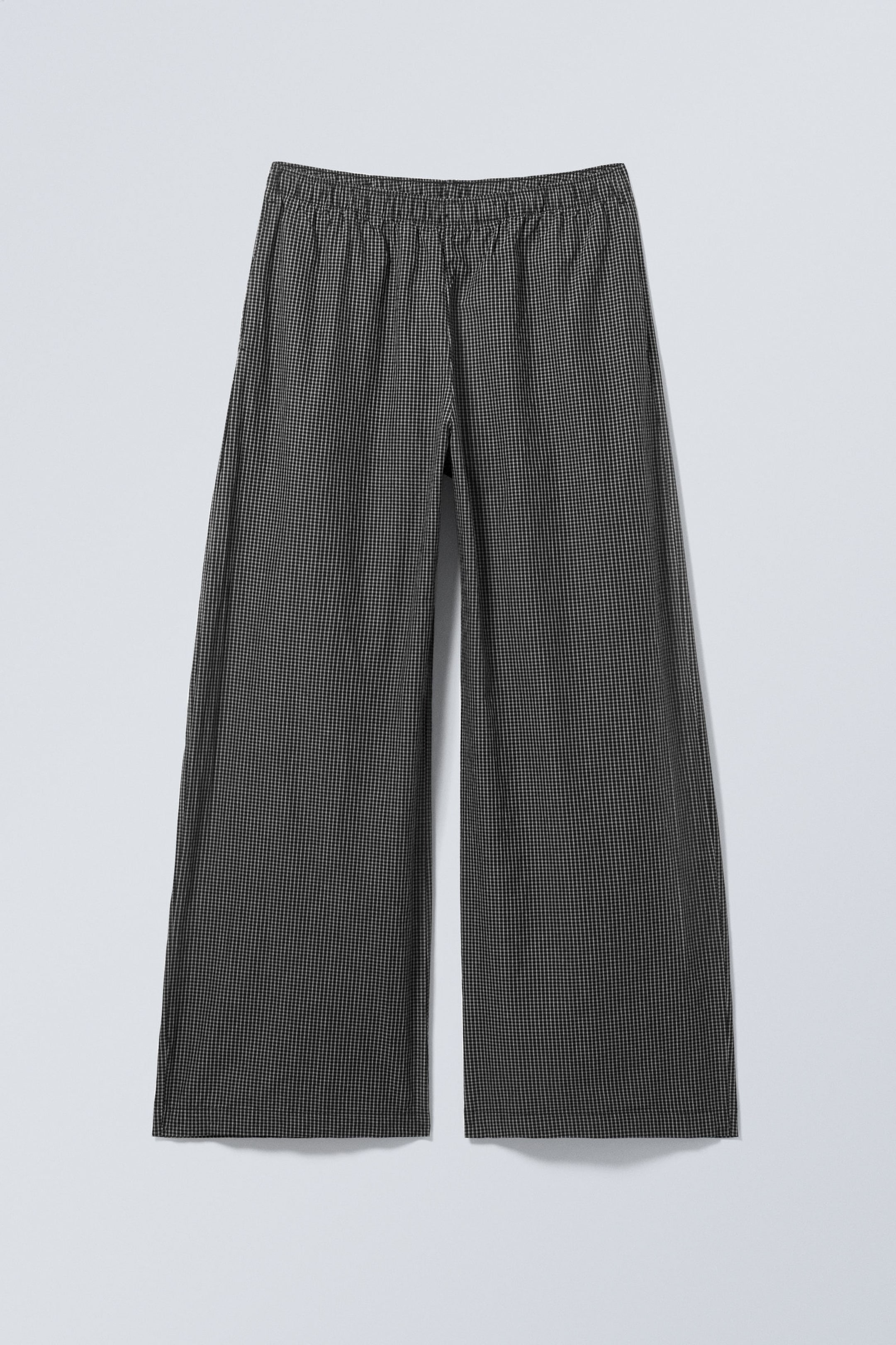 Checked Black - Low Loose Cotton Trousers - 4