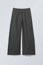 Checked Black - Low Loose Cotton Trousers - 4
