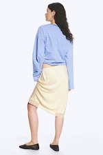 Light Dusty Beige - Satin Lace Midi Skirt - 3