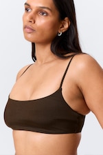 Marron foncé - Haut de bikini encolure dégagée - 1