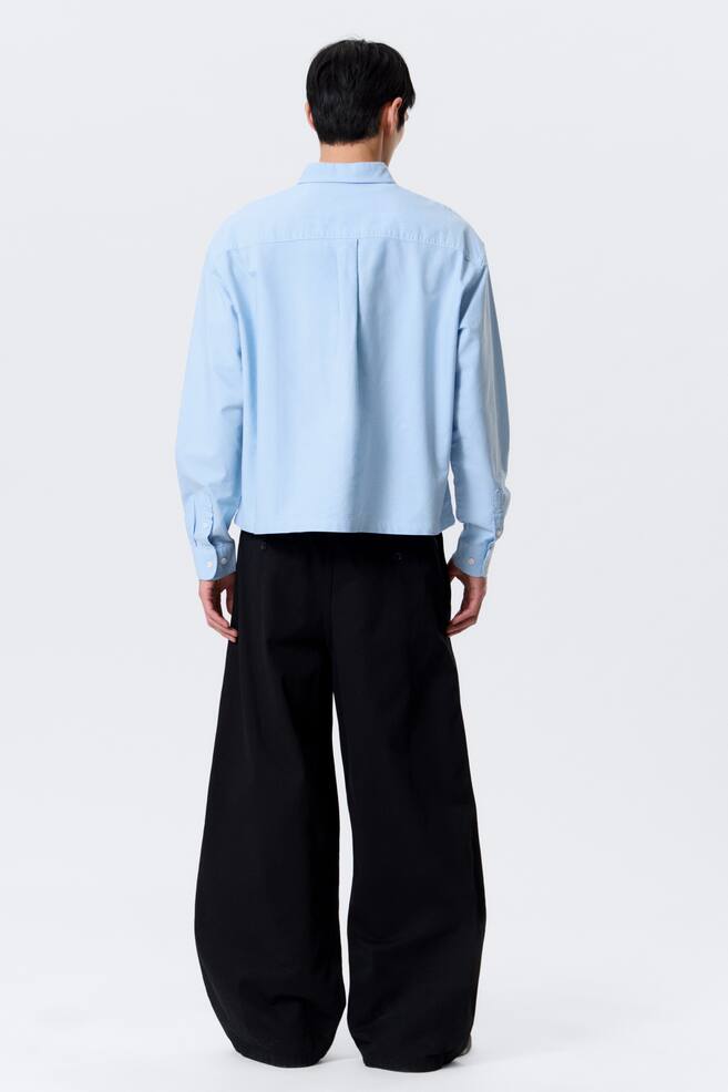 Boxy Long-Sleeved Oxford Shirt - Light Blue - 4