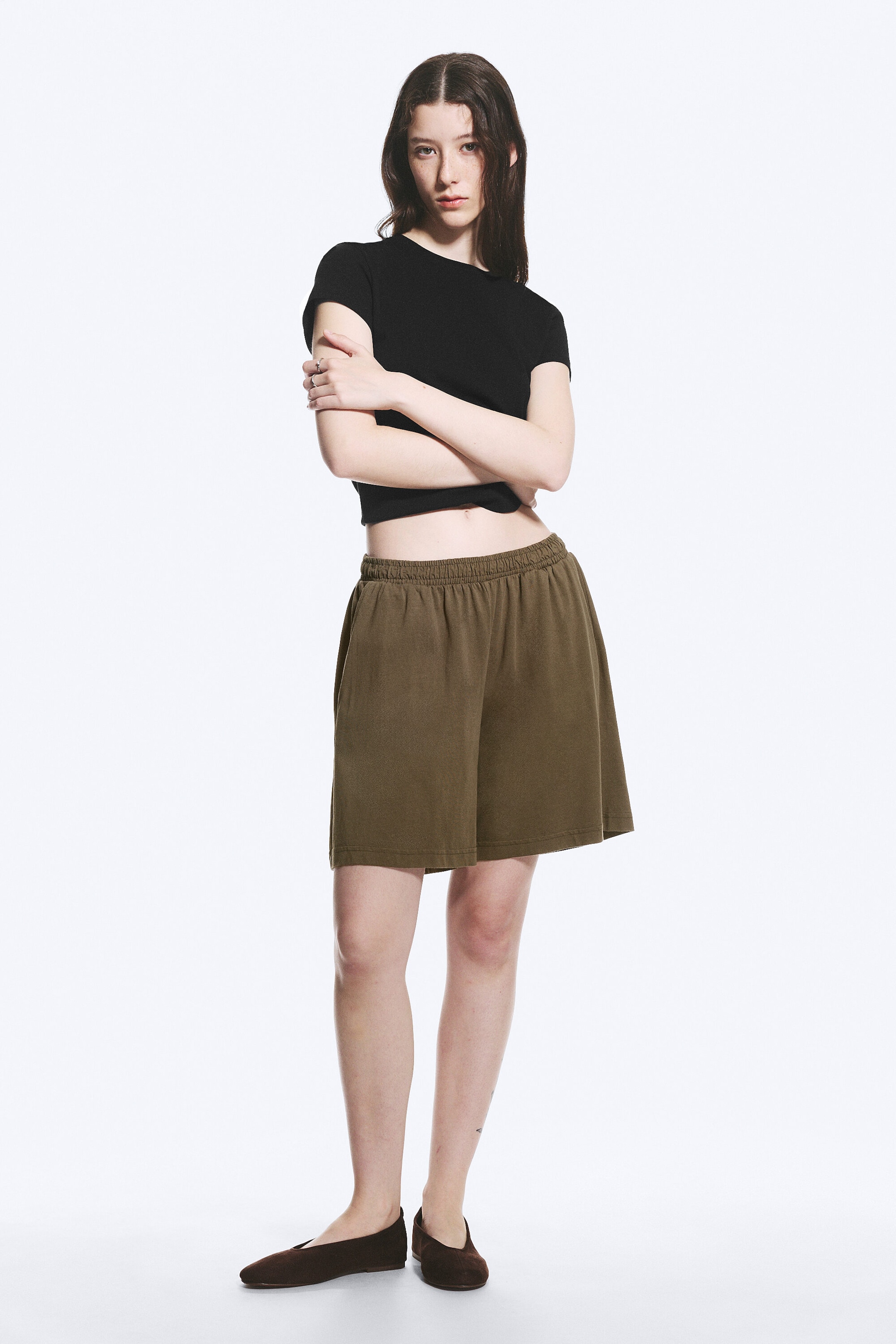 Mörk Mullvad - Pull-on-shorts i Jersey med Ledig Passform - 0