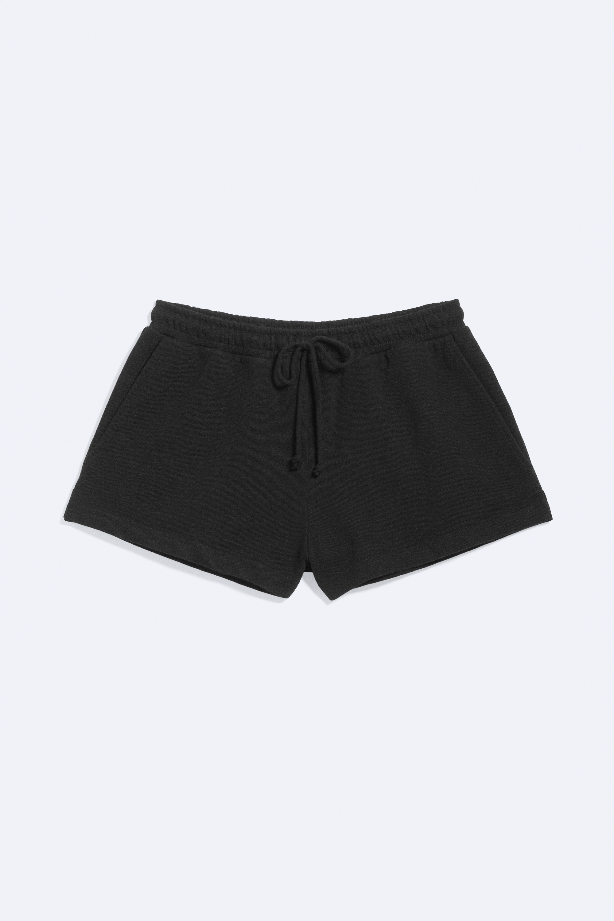 Shorts in spugna con vestibilità regular - Nero/Grigio chiaro polveroso mélange