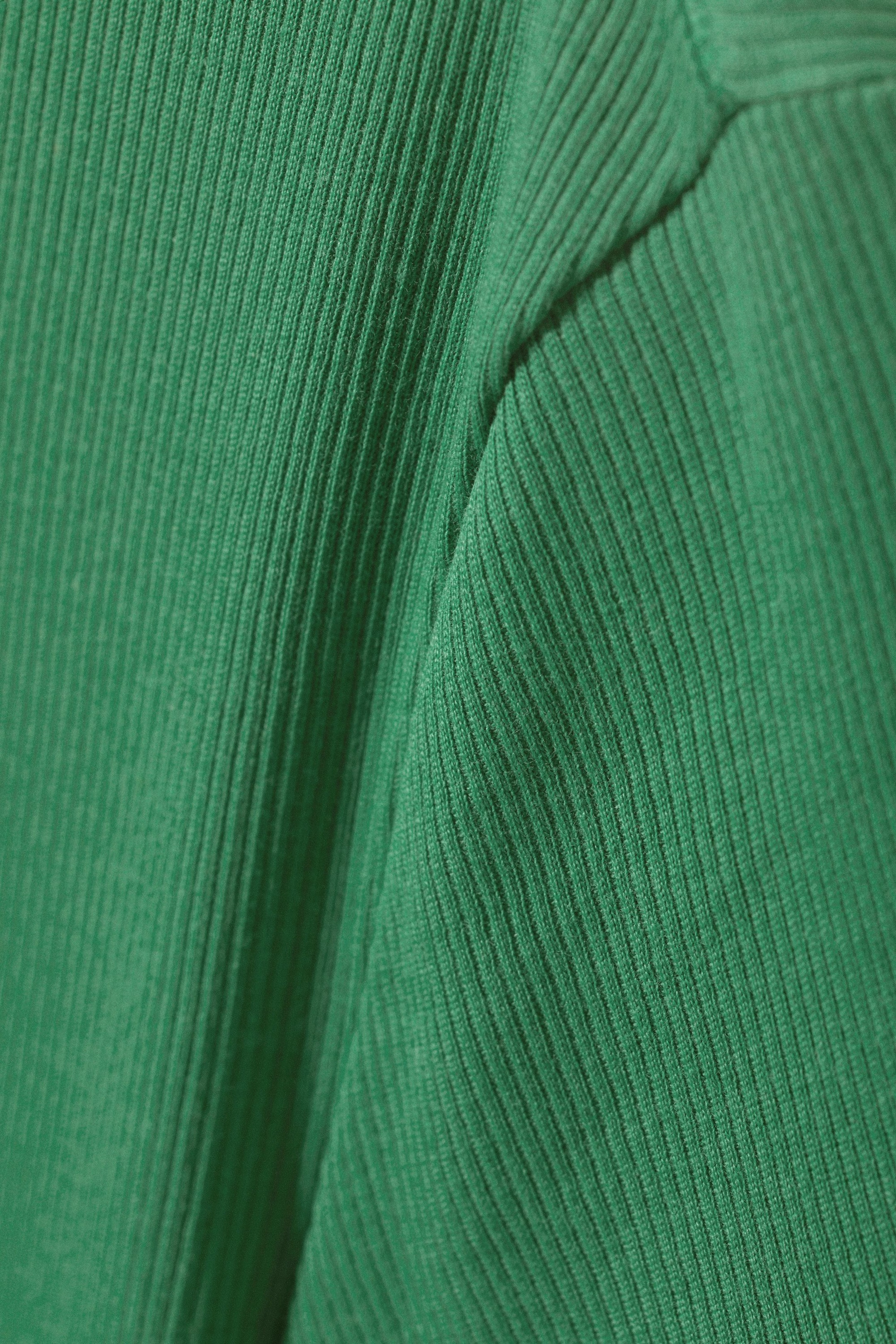 Vert émeraude - Tee-shirt côtelé près du corps - 1