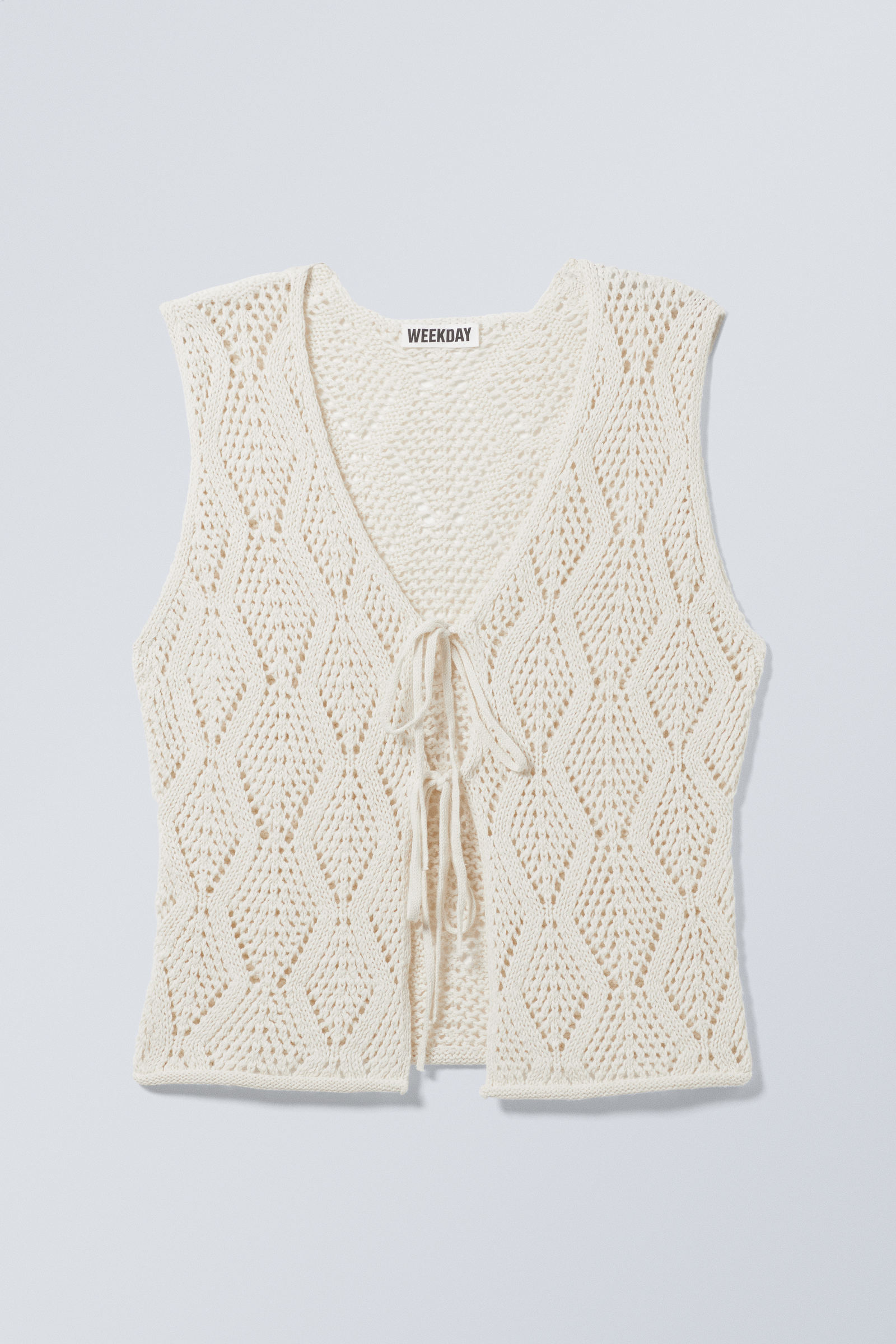 crochet knit tie vest - Cream | Weekday WW