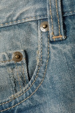 Cyan Dust - Mittelblau - Astro Mid Waist Loose Baggy Denim Shorts - 1
