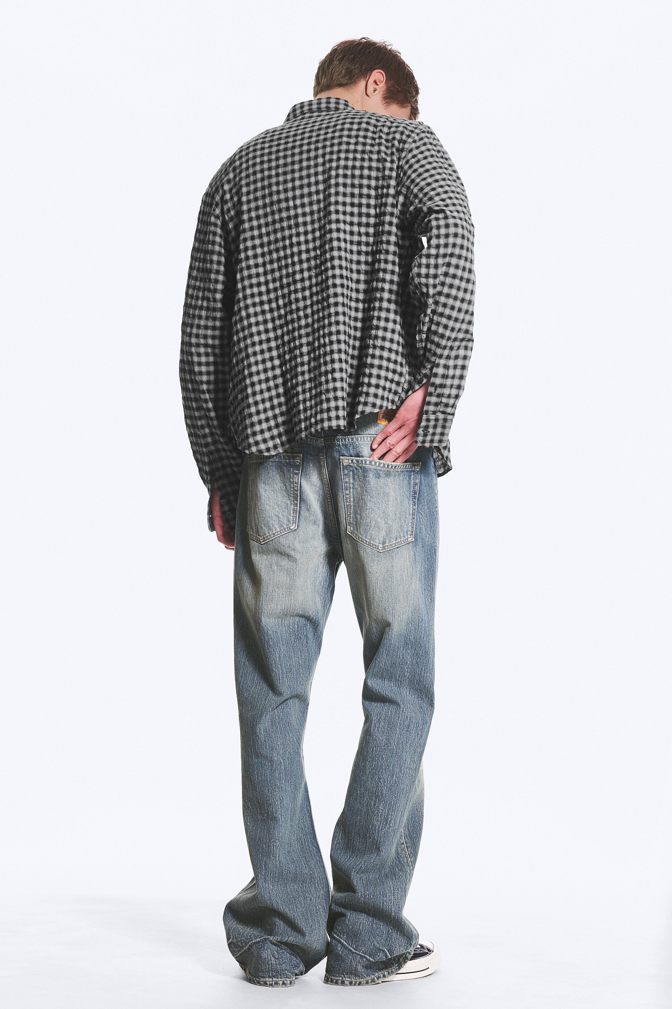 Checked Black/Grey - Structured Long-Sleeved Buttoned Shirt - 3