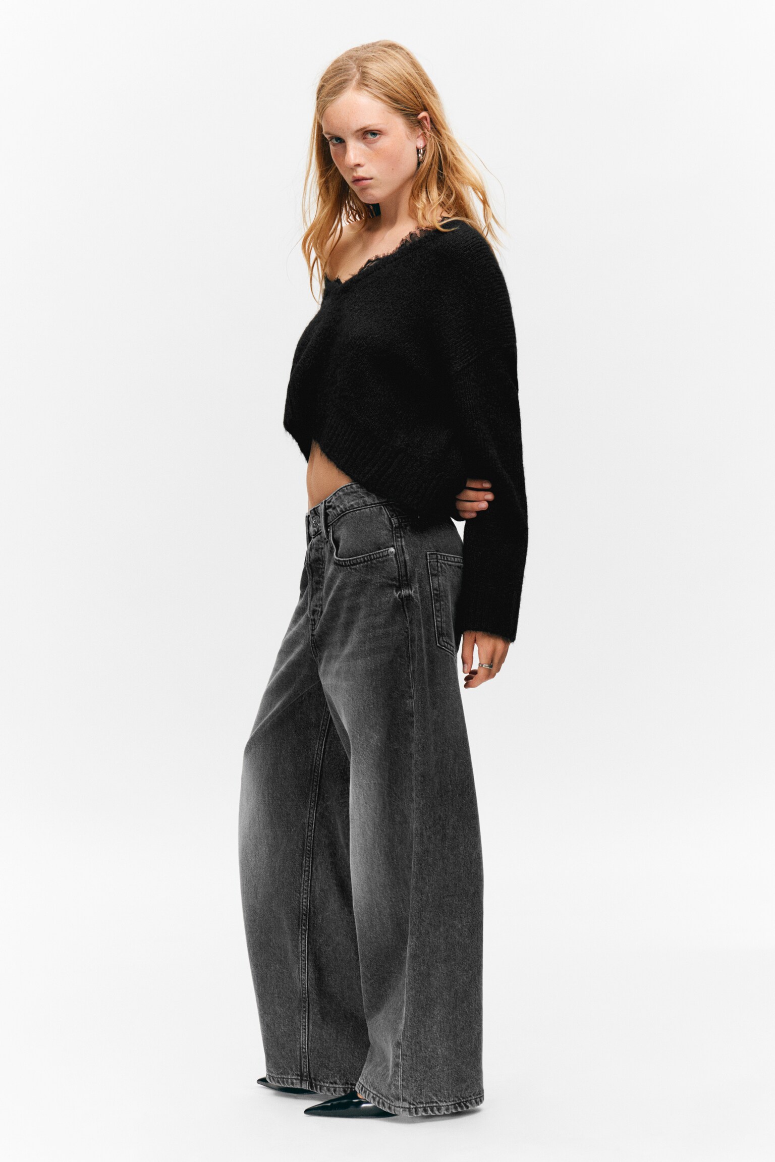 Peggy Low Rise Loose Baggy Leg Jeans - Haunted Black - Black/Aegean tie dye/Chaos Blue - Light Blue - 7